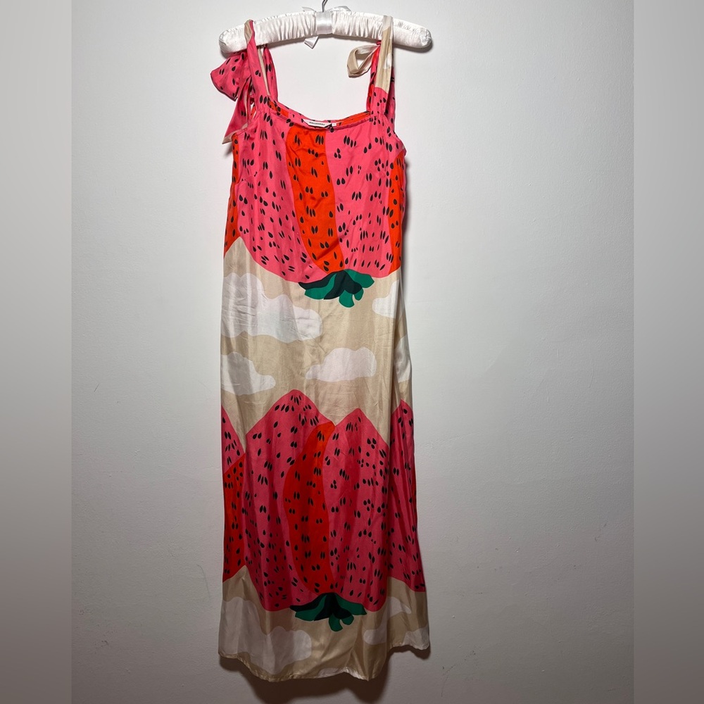 Marimekko strawberry silk stripe dress